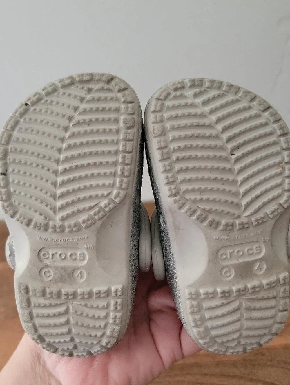 CROCS Kids Glitter Clog in Silver Sparkle